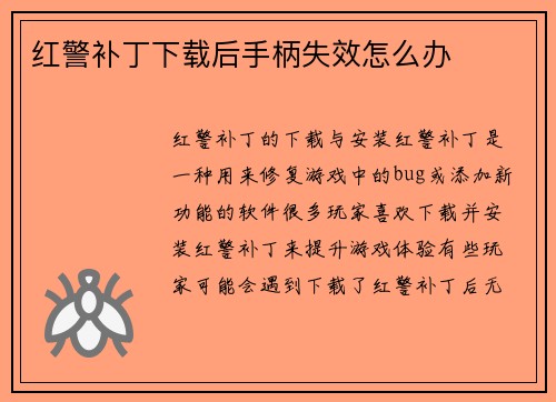 红警补丁下载后手柄失效怎么办